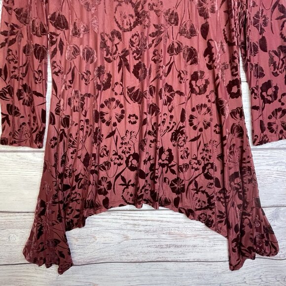 GNW Top Purple Sz M Velvet Burnout Fairy Grunge Whimsigoth Cutout Asymmetrical - Picture 4 of 10